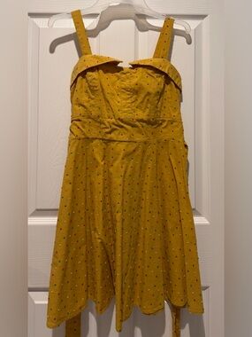 HeartSoul Yellow Sleeveless Dress with Polka Dot Texture